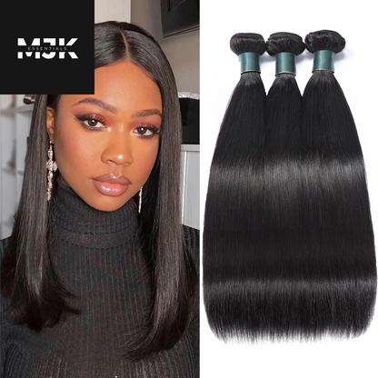 Brazilian Bundles Human Hair 16 18 20 Inch, 12A Grade, 100% Unprocessed Straight Virgin Human Hair Extensions, Natural Black Color (16-20)