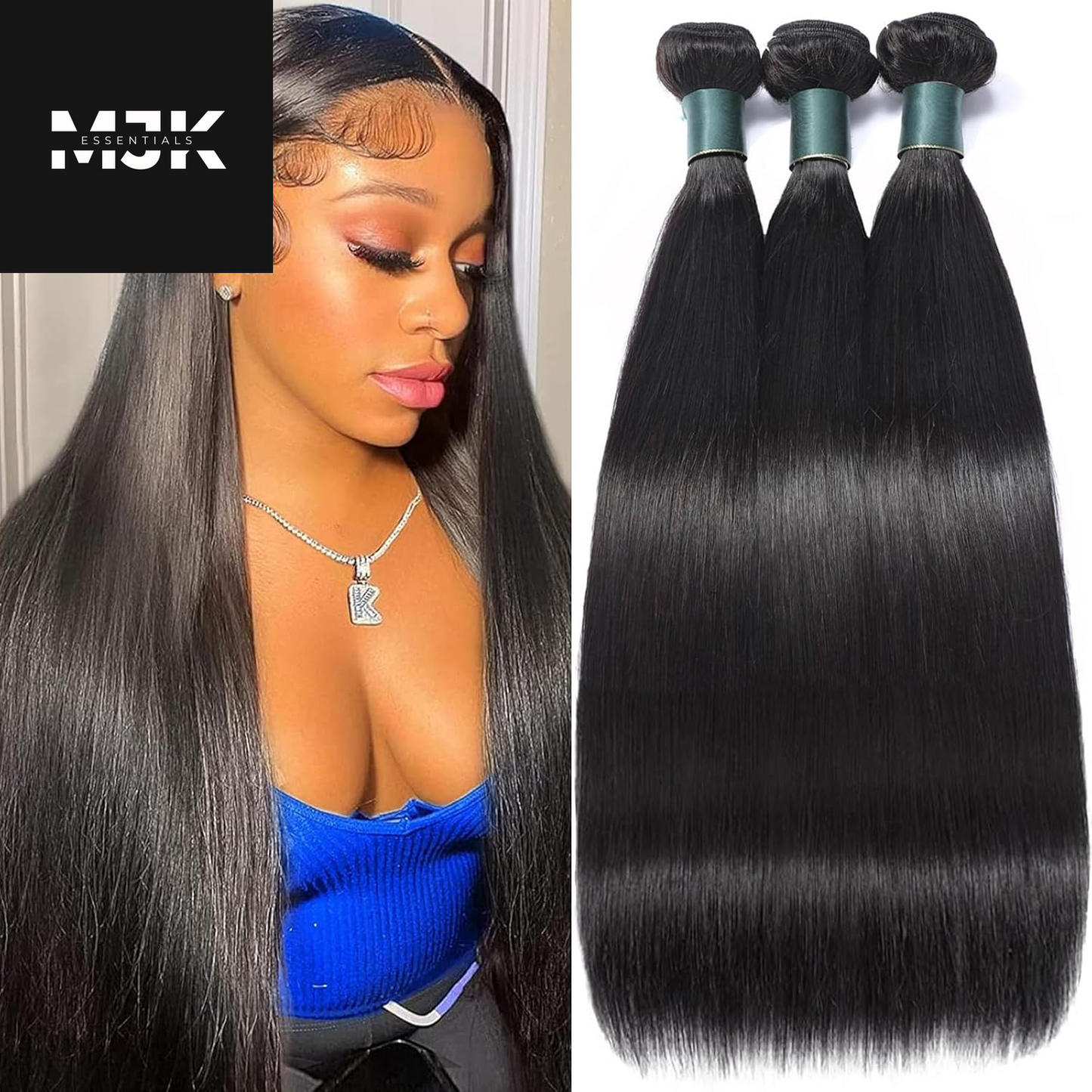 Brazilian Bundles Human Hair 16 18 20 Inch, 12A Grade, 100% Unprocessed Straight Virgin Human Hair Extensions, Natural Black Color (16-20)