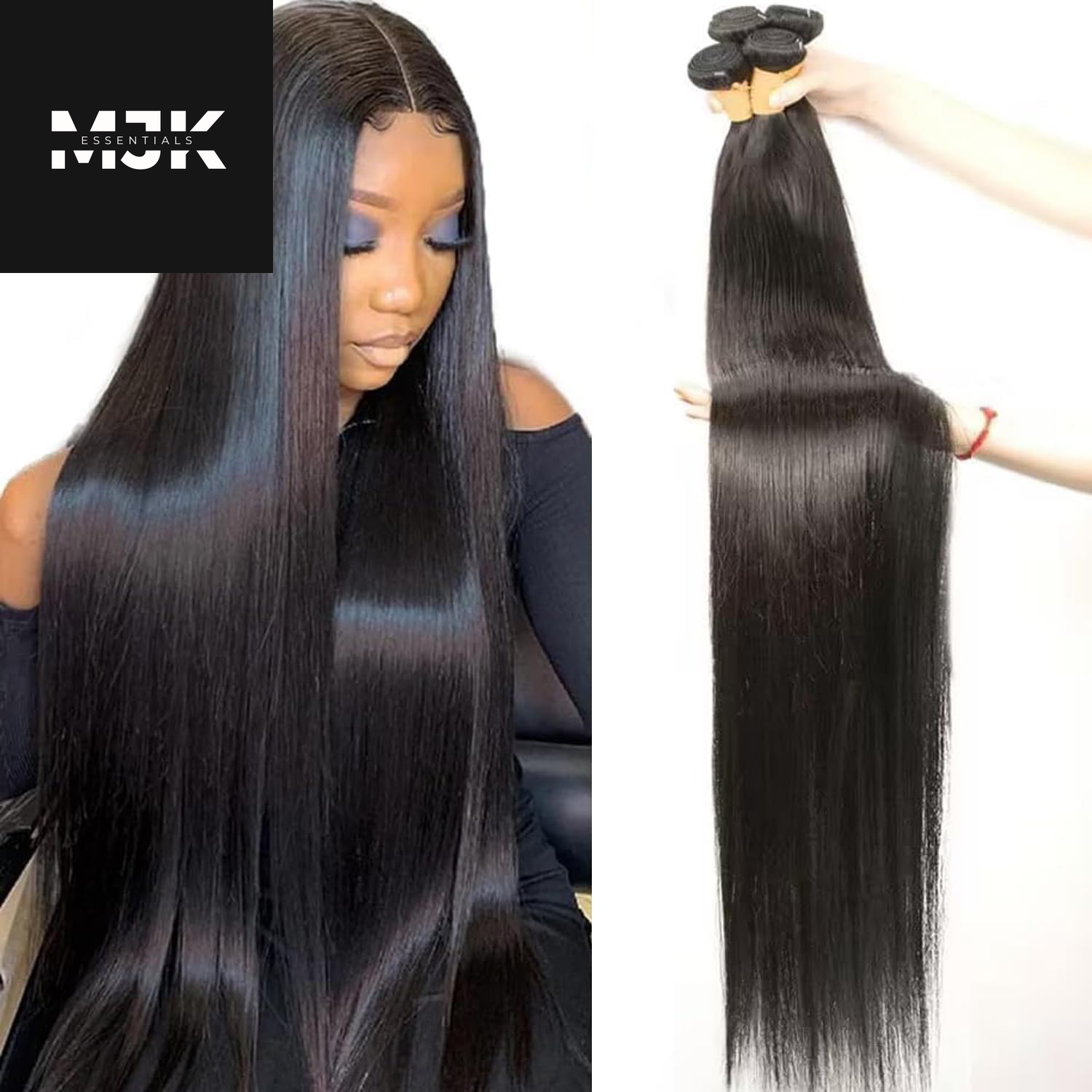 Human Hair Bundles Straight 3 Bundles Human Hair 24 26 28 Inch 100% Unprocessed 12A Brazilian Virgin Hair Bundles Weave Straight Human Hair Extensions