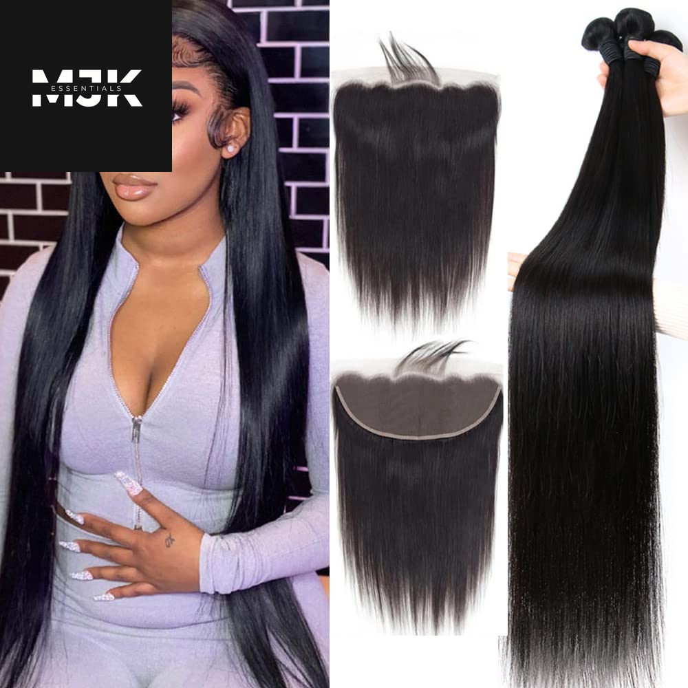 12A Straight Bundles Human Hair (22 24 26 28 Inches, Straight 4 Bundles) 100% Unprocessed Brazilian Virgin Straight Human Hair Bundles Natural Color Raw Hair