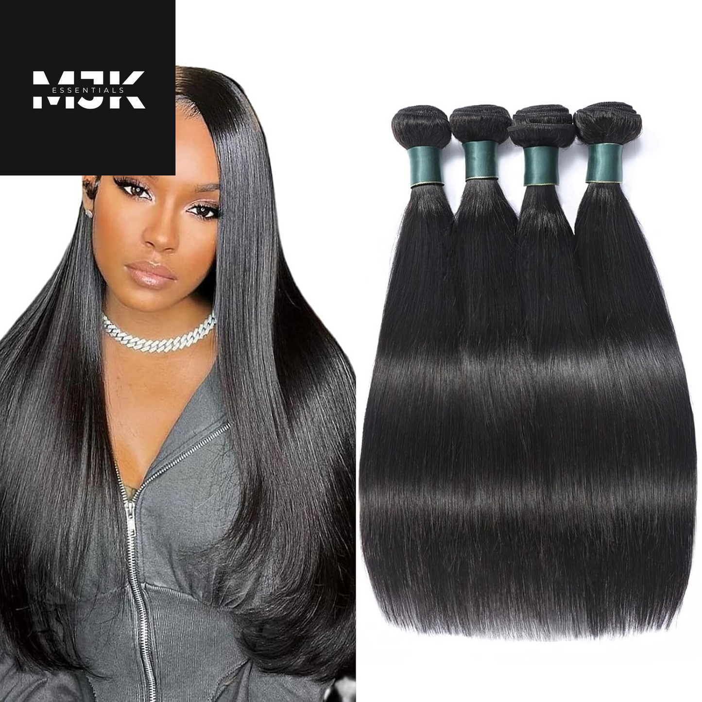 Brazilian Bundles Human Hair 16 18 20 Inch, 12A Grade, 100% Unprocessed Straight Virgin Human Hair Extensions, Natural Black Color (16-20)