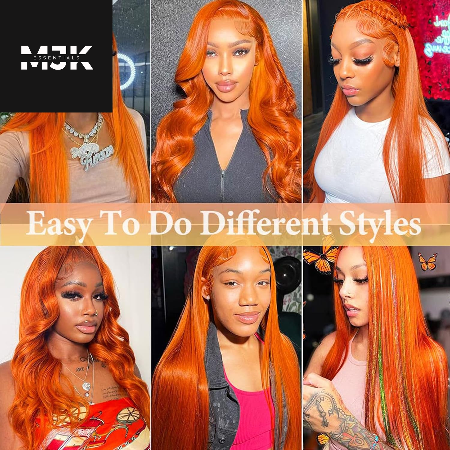 Ginger Orange Lace Front Wigs Human Hair 13X4 HD Straight Lace Front Wigs Human Hair 180% Density Colored Human Hair Wigs for Women Pre Plucked with Baby Hair 28 Inch