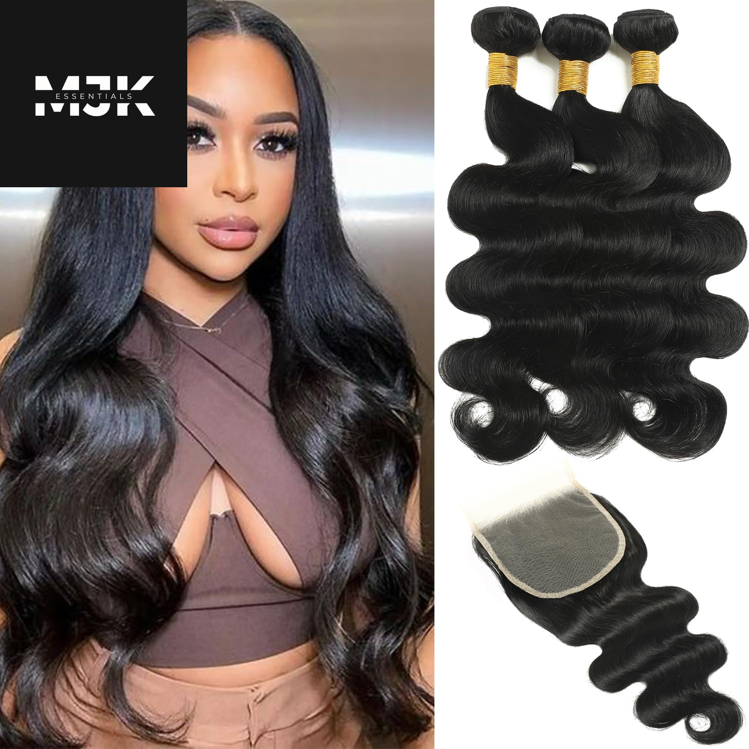 Body Wave Bundles Human Hair 18 20 22 24 Inch Human Hair Bundles 100% Unprocessed Brazilian Virgin Hair 4 Bundles Human Hair Quick Weave Deals Human Hair Extensions for Women Natural Color