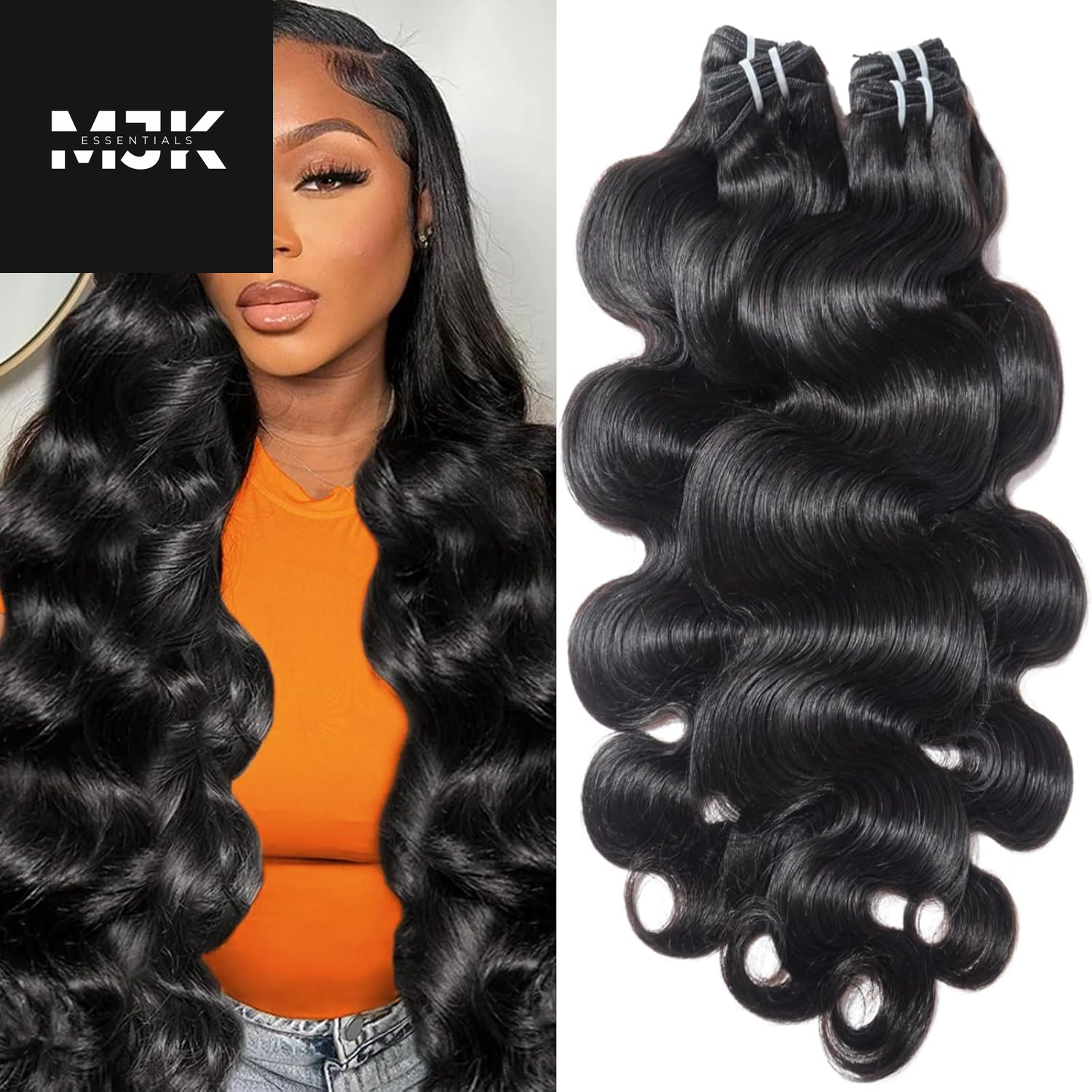 Body Wave Bundles Human Hair 18 20 22 24 Inch 12A Human Hair Bundles 100% Unprocessed Brazilian Raw Virgin Hair Extensions 4 Bundles Weave Bundles Natural Black