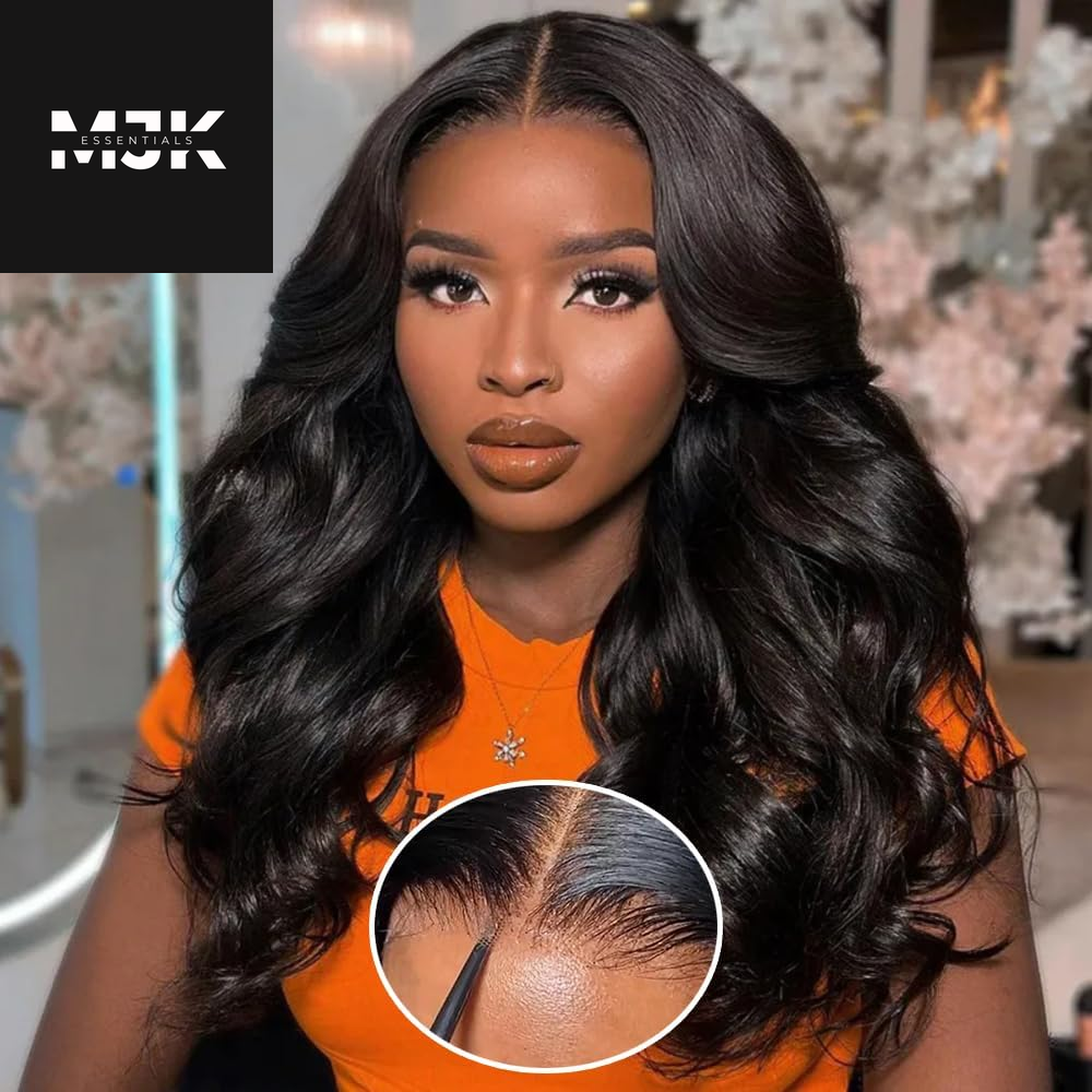 Closure Wigs Human Hair Body Wave 5X5 HD Lace Closure Wigs Human Hair Pre Plucked with Baby Hair 180% Density Brazilian Virgin Human Hair Wigs for Black Women Natural Color (Body Wave Wig, 24 Inch)