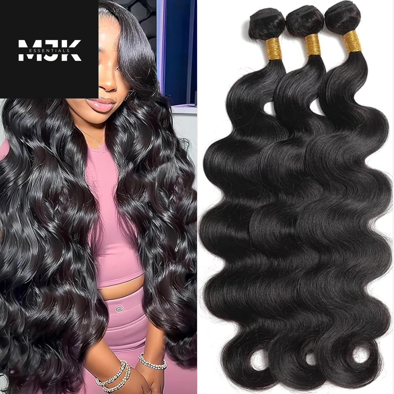 12A Human Hair Bundles 20 22 24 26 Inch Body Wave Bundles Human Hair 100% Unprocessed Brazilian Virgin Hair 4 Bundles Deals Human Hair Extensions Quick Weave Bundles Human Hair Natural Black