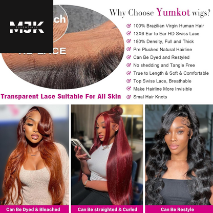 30Inch 13X6 Chocolate Brown Body Wave Lace Front Wigs Human Hair Pre Plucked with Baby Hair 180% Density Full Lace Human Hair Wigs HD Transparent Lace Frontal Wigs for Women Colored Wigs