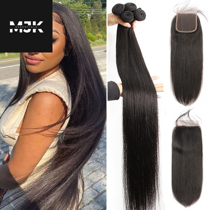 12A Straight Bundles Human Hair (22 24 26 28 Inches, Straight 4 Bundles) 100% Unprocessed Brazilian Virgin Straight Human Hair Bundles Natural Color Raw Hair