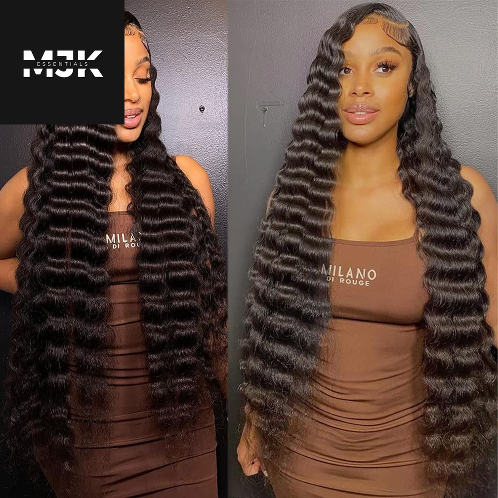 Loose Deep Wave Bundles Human Hair 4 Bundles 20 22 24 26 Inch 100% Unprocessed Brazilian Virgin Human Hair Bundles, Loose Deep Wave 4 Bundles, Can Be Dyed and Bleached Natural Black