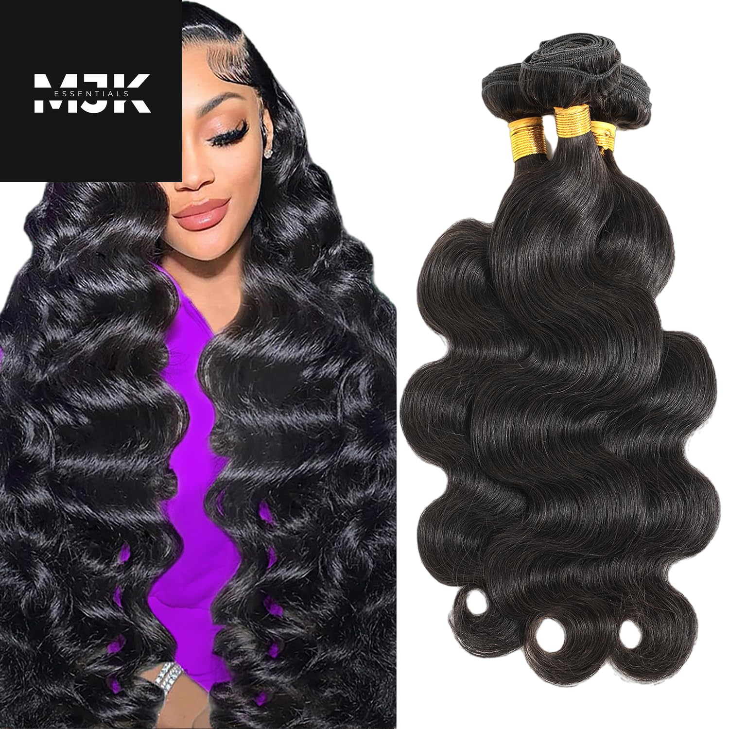 12A Human Hair Bundles 22 24 26 Inch Body Wave Bundles Human Hair 100% Unprocessed Brazilian Virgin Hair 3 Bundles Human Hair Body Wave Quick Weave Bundles Hair Extensions Natural Black