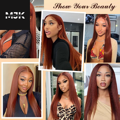 30 Inch Reddish Brown Lace Front Wigs Human Hair 220 Density 13X6 HD Lace Frontal Wigs Human Hair Glueless Straight Lace Frontal Wigs Pre Plucked with Baby Hair Brown Human Hair Wig for Women