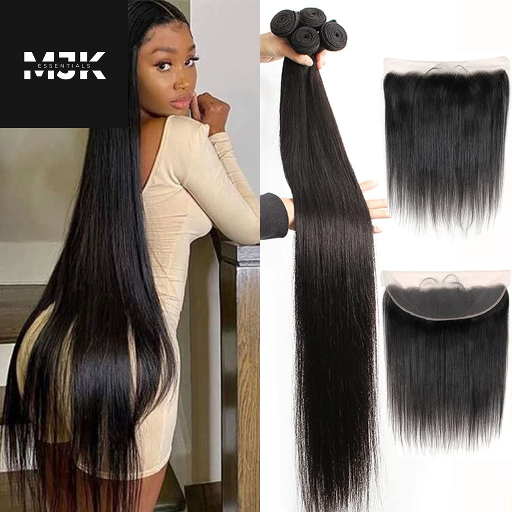 12A Straight Bundles Human Hair (22 24 26 28 Inches, Straight 4 Bundles) 100% Unprocessed Brazilian Virgin Straight Human Hair Bundles Natural Color Raw Hair