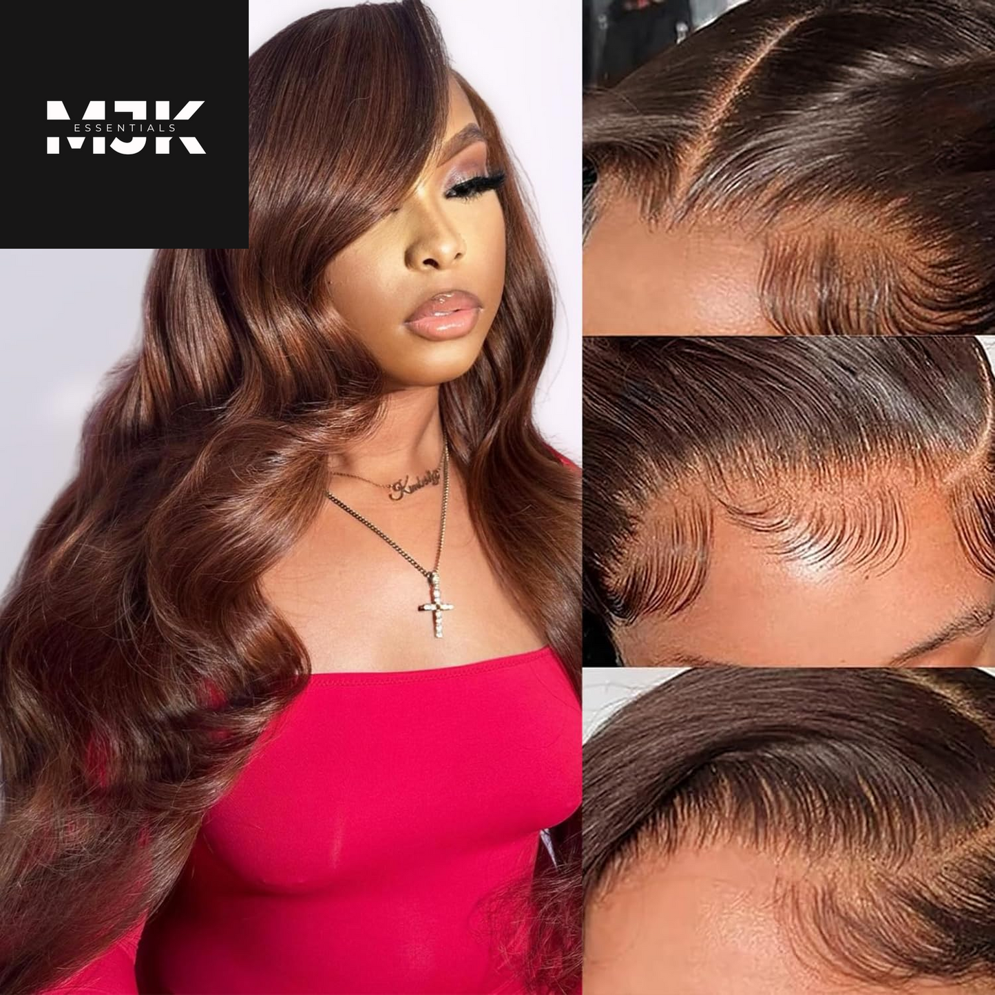 30Inch 13X6 Chocolate Brown Body Wave Lace Front Wigs Human Hair Pre Plucked with Baby Hair 180% Density Full Lace Human Hair Wigs HD Transparent Lace Frontal Wigs for Women Colored Wigs