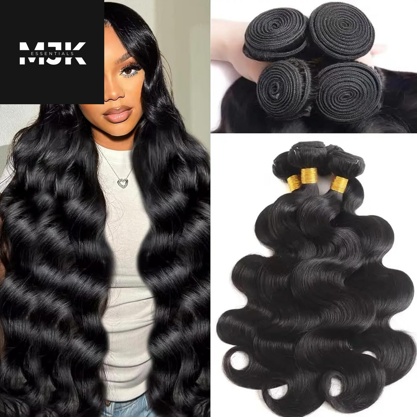 Body Wave Bundles Human Hair 16 18 20 Inch 100% Unprocessed 12A Brazilian Virgin Human Hair Extensions Quick Weave Bundles Hair Natural Black