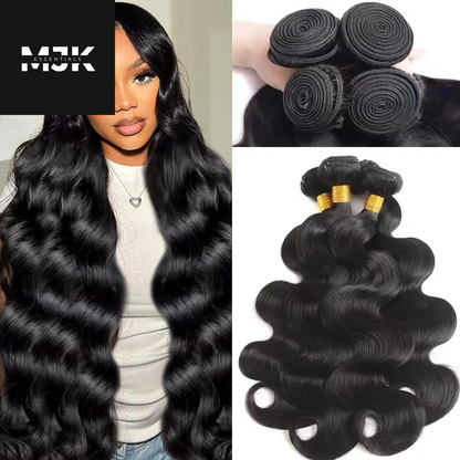 Body Wave Bundles Human Hair 16 18 20 Inch 100% Unprocessed 12A Brazilian Virgin Human Hair Extensions Quick Weave Bundles Hair Natural Black