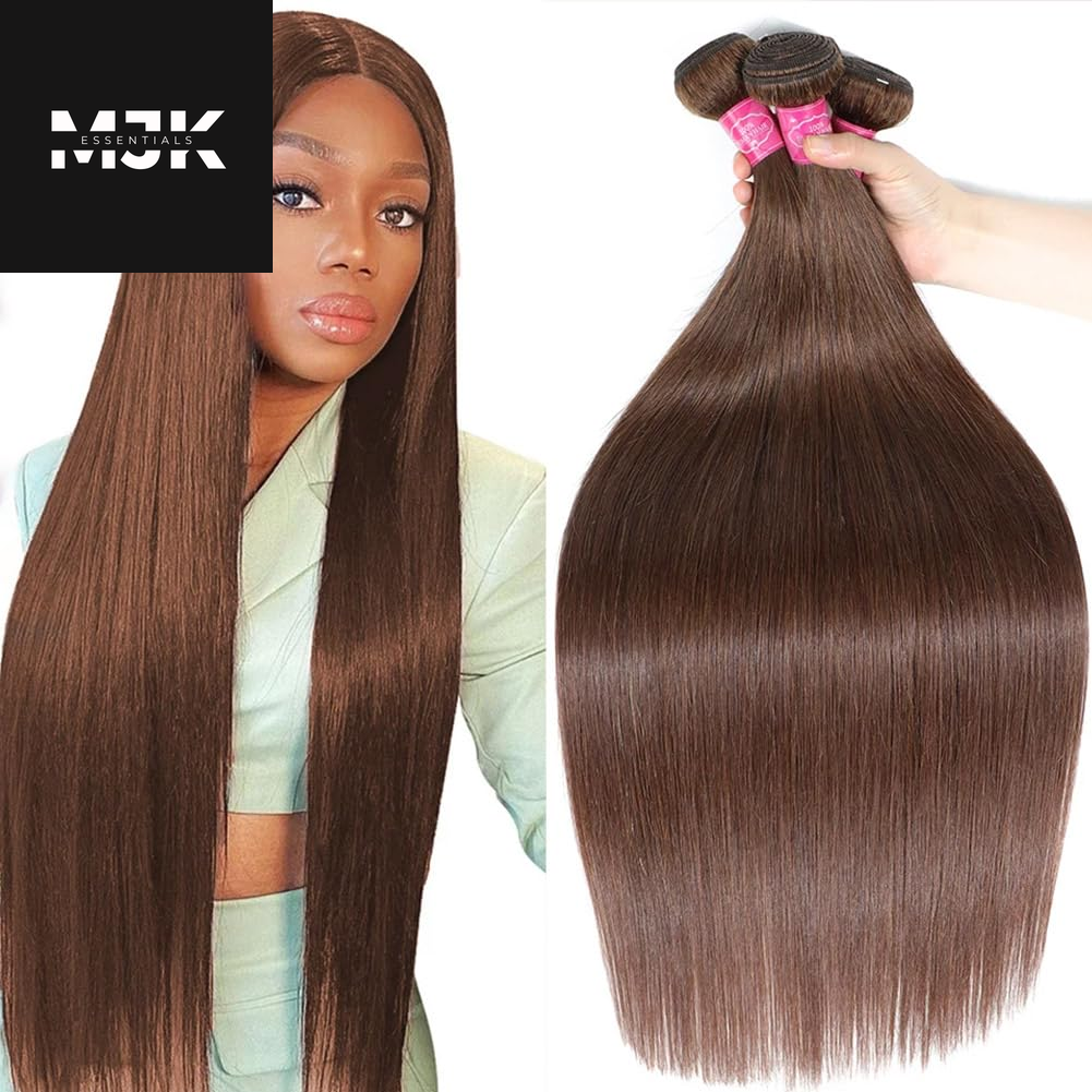 12A Straight Bundles Human Hair (22 24 26 28 Inches, Straight 4 Bundles) 100% Unprocessed Brazilian Virgin Straight Human Hair Bundles Natural Color Raw Hair