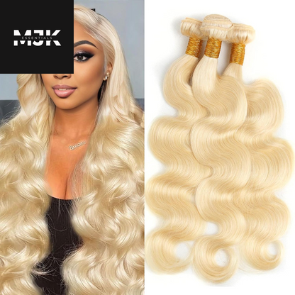 613 Bundles Human Hair 16 18 20 Inch Blonde Body Wave Bundles Human Hair 100% Unprocessed 12A Virgin Human Hair 3 Bundles 613 Body Wave Human Hair Weave Extensions