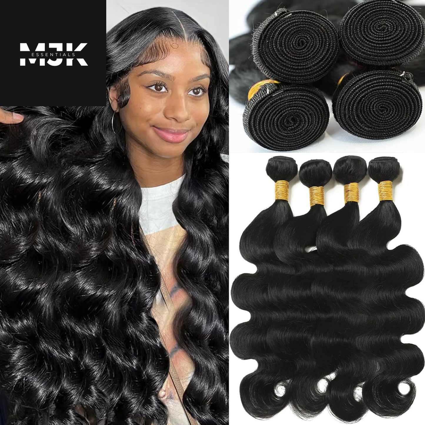 Body Wave Bundles Human Hair 18 20 22 24 Inch Human Hair Bundles 100% Unprocessed Brazilian Virgin Hair 4 Bundles Human Hair Quick Weave Deals Human Hair Extensions for Women Natural Color