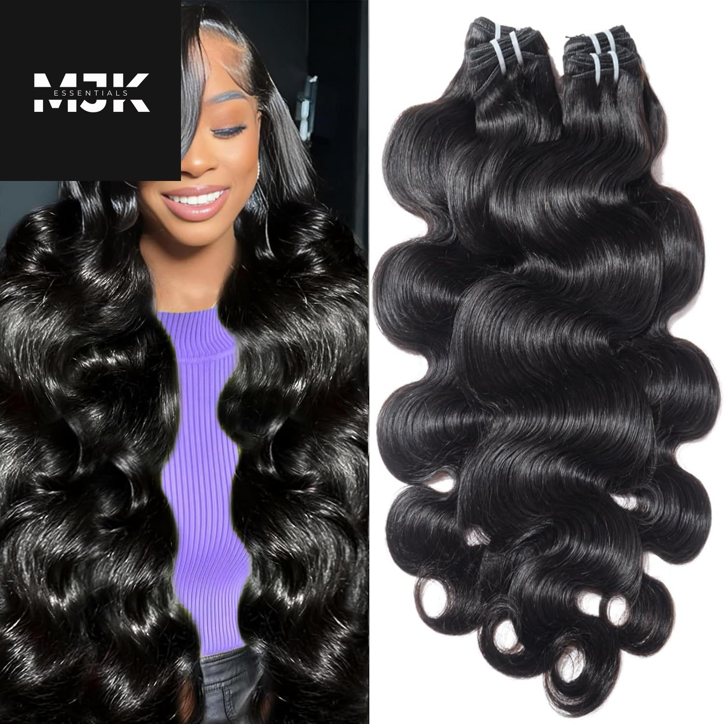 Body Wave Bundles Human Hair 18 20 22 24 Inch 12A Human Hair Bundles 100% Unprocessed Brazilian Raw Virgin Hair Extensions 4 Bundles Weave Bundles Natural Black