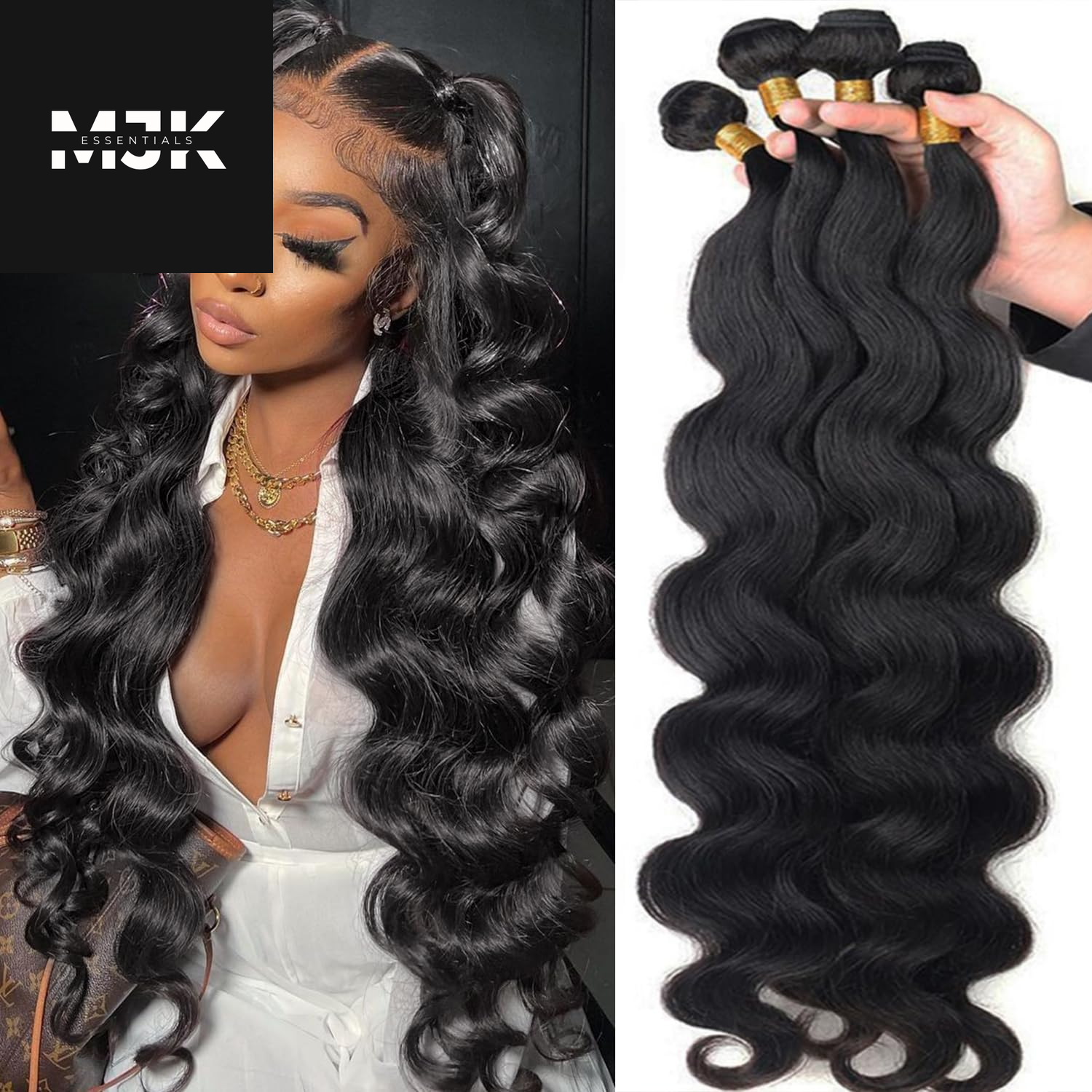 12A Human Hair Bundles 20 22 24 26 Inch Body Wave Bundles Human Hair 100% Unprocessed Brazilian Virgin Hair 4 Bundles Deals Human Hair Extensions Quick Weave Bundles Human Hair Natural Black