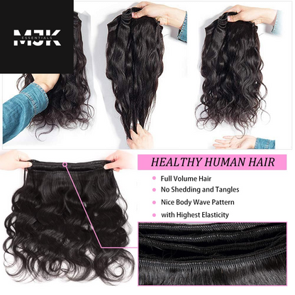 Human Hair Body Wave 4 Bundles 14 16 18 20 Inch 12A 100% Unprocessed Myanmar Soft and Full Double Welf Quick Wave Natural Color Human Hair Extensions for Women