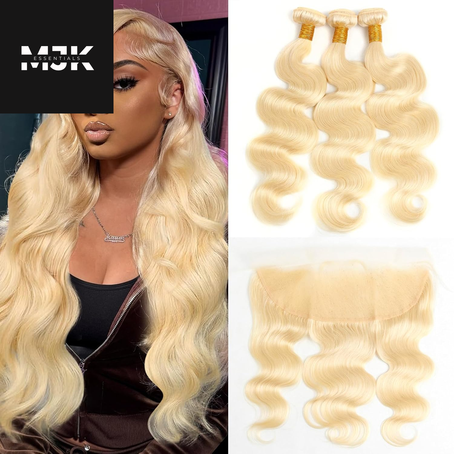 613 Bundles Human Hair 16 18 20 Inch Blonde Body Wave Bundles Human Hair 100% Unprocessed 12A Virgin Human Hair 3 Bundles 613 Body Wave Human Hair Weave Extensions