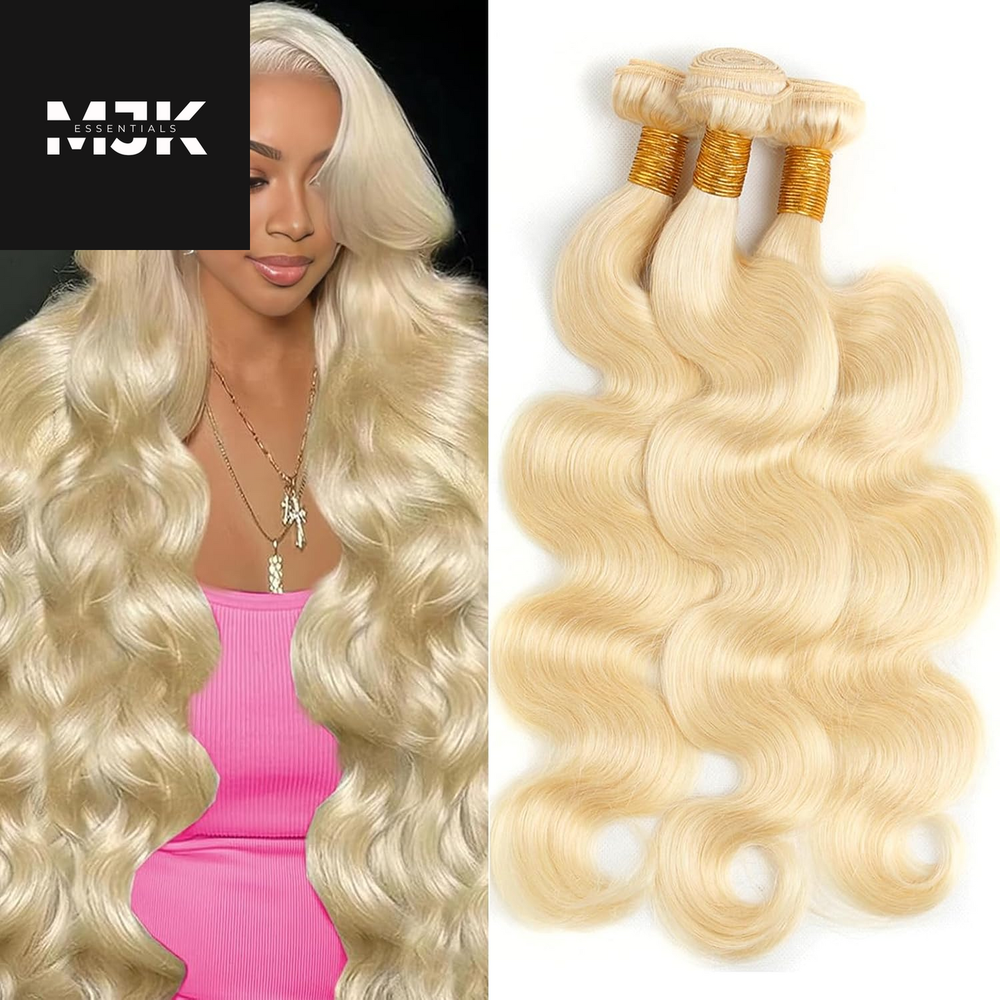 613 Bundles Human Hair 16 18 20 Inch Blonde Body Wave Bundles Human Hair 100% Unprocessed 12A Virgin Human Hair 3 Bundles 613 Body Wave Human Hair Weave Extensions