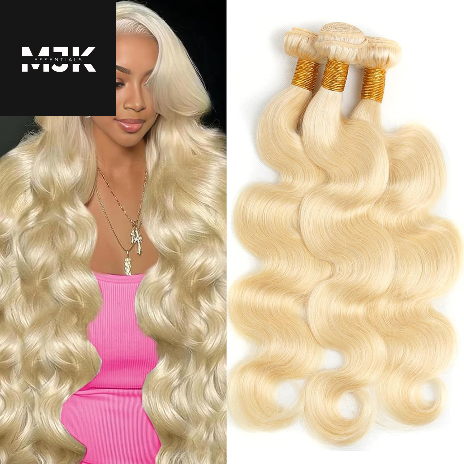 613 Bundles Human Hair 16 18 20 Inch Blonde Body Wave Bundles Human Hair 100% Unprocessed 12A Virgin Human Hair 3 Bundles 613 Body Wave Human Hair Weave Extensions