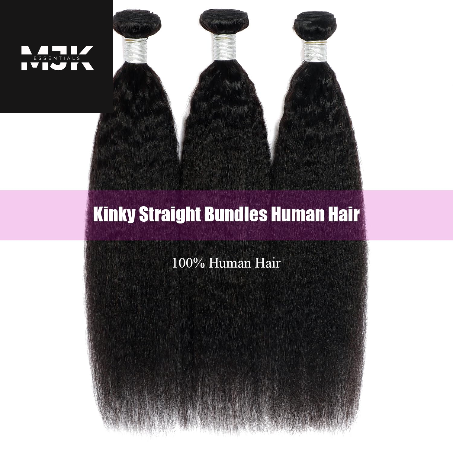 Kinky Straight Bundles Human Hair 18 20 22Inch Yaki Straight Bundles Human Hair 3Bundles Kinky Straight Human Hair Bundles 12A 100% Unprocessed Brazilian Virgin Remy Human Hair Extension Natural Color