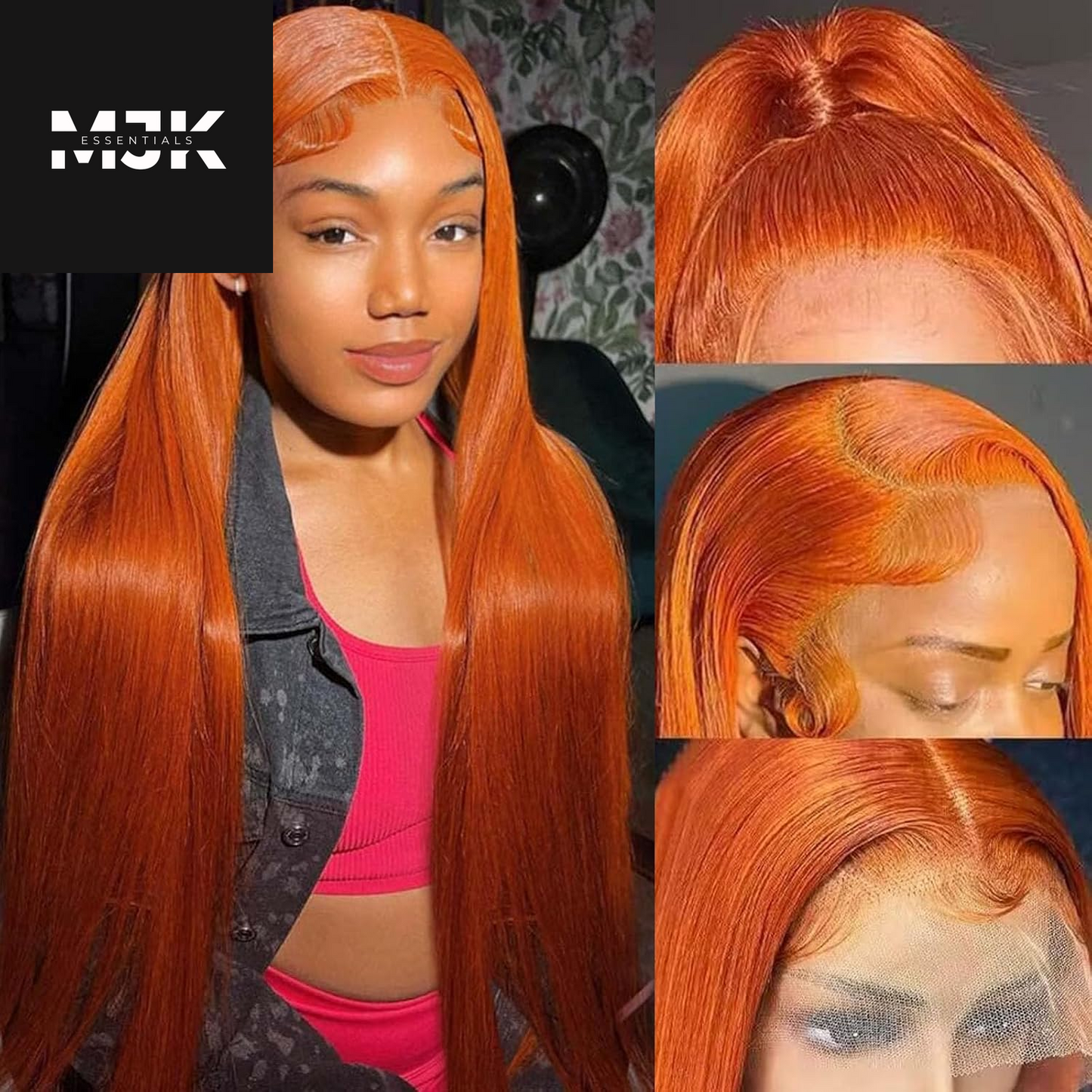 Ginger Orange Lace Front Wigs Human Hair 13X4 HD Straight Lace Front Wigs Human Hair 180% Density Colored Human Hair Wigs for Women Pre Plucked with Baby Hair 28 Inch