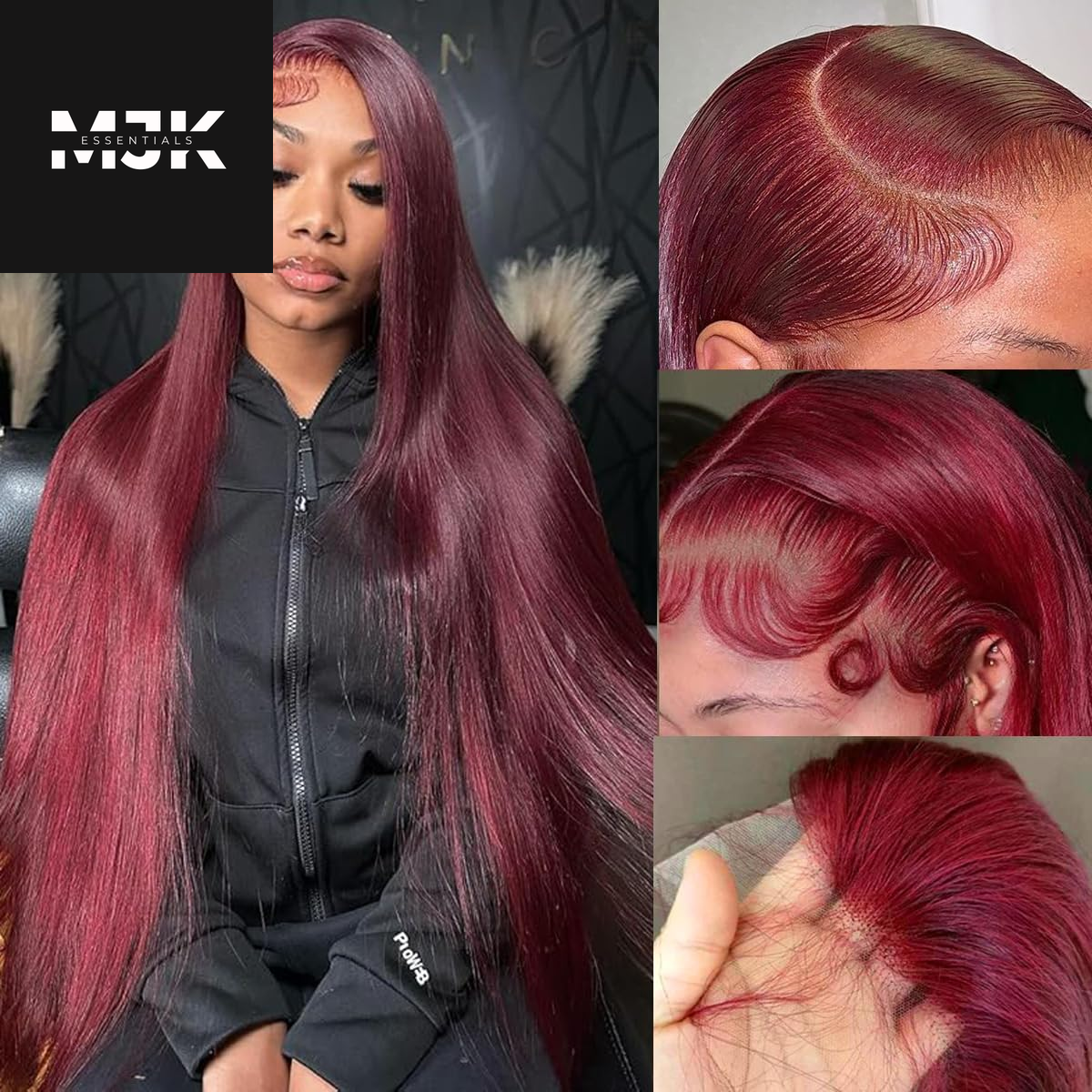 200 Density Burgundy Straight Lace Front Wigs Human Hair 99J 13X6 HD Lace Frontal Red Wigs Pre Plucked with Baby Hair Brazilian Virgin Human Hair Glueless Wigs for Women Natural Hairline 24 Inch