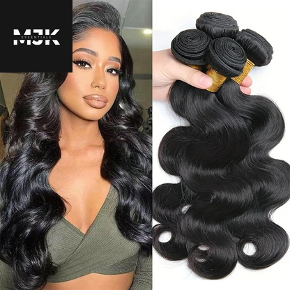 Human Hair Body Wave 4 Bundles 14 16 18 20 Inch 12A 100% Unprocessed Myanmar Soft and Full Double Welf Quick Wave Natural Color Human Hair Extensions for Women