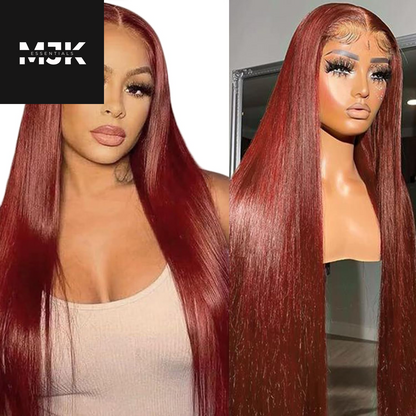 30 Inch Reddish Brown Lace Front Wigs Human Hair 220 Density 13X6 HD Lace Frontal Wigs Human Hair Glueless Straight Lace Frontal Wigs Pre Plucked with Baby Hair Brown Human Hair Wig for Women