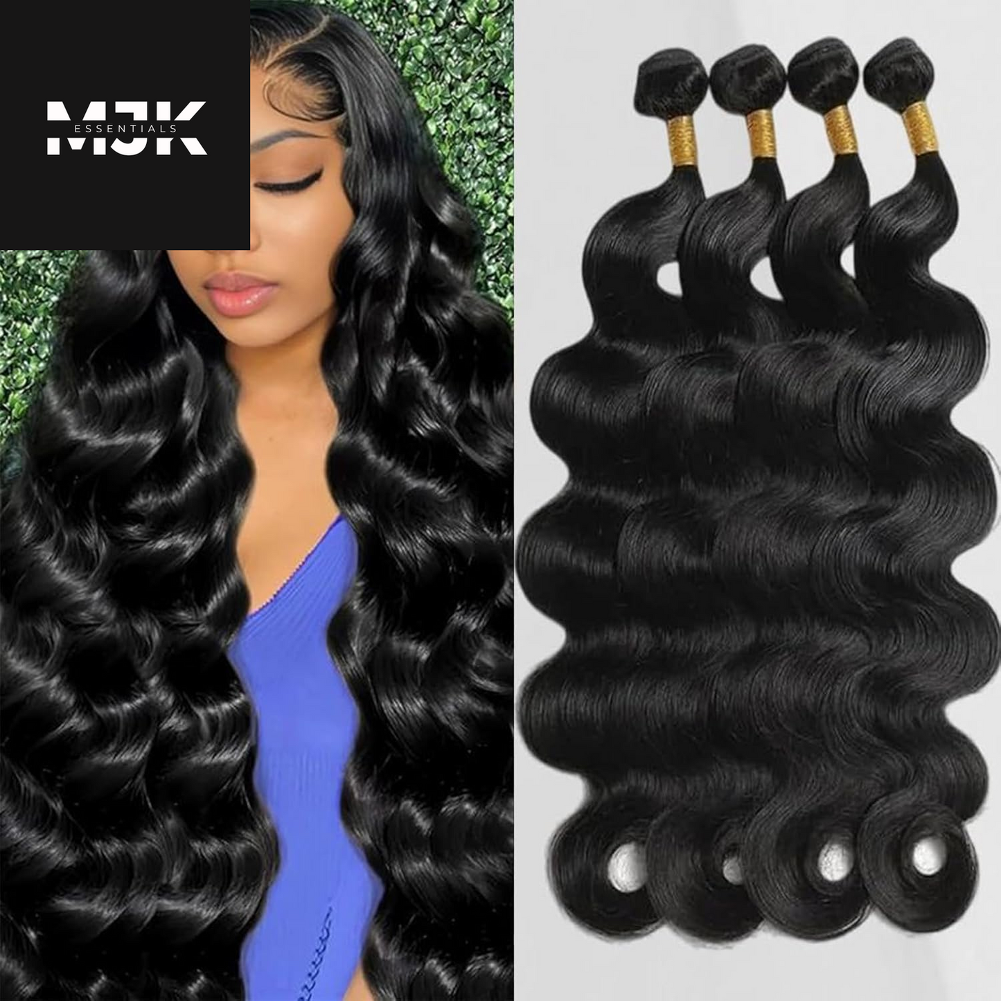 Human Hair Body Wave 4 Bundles 14 16 18 20 Inch 12A 100% Unprocessed Myanmar Soft and Full Double Welf Quick Wave Natural Color Human Hair Extensions for Women