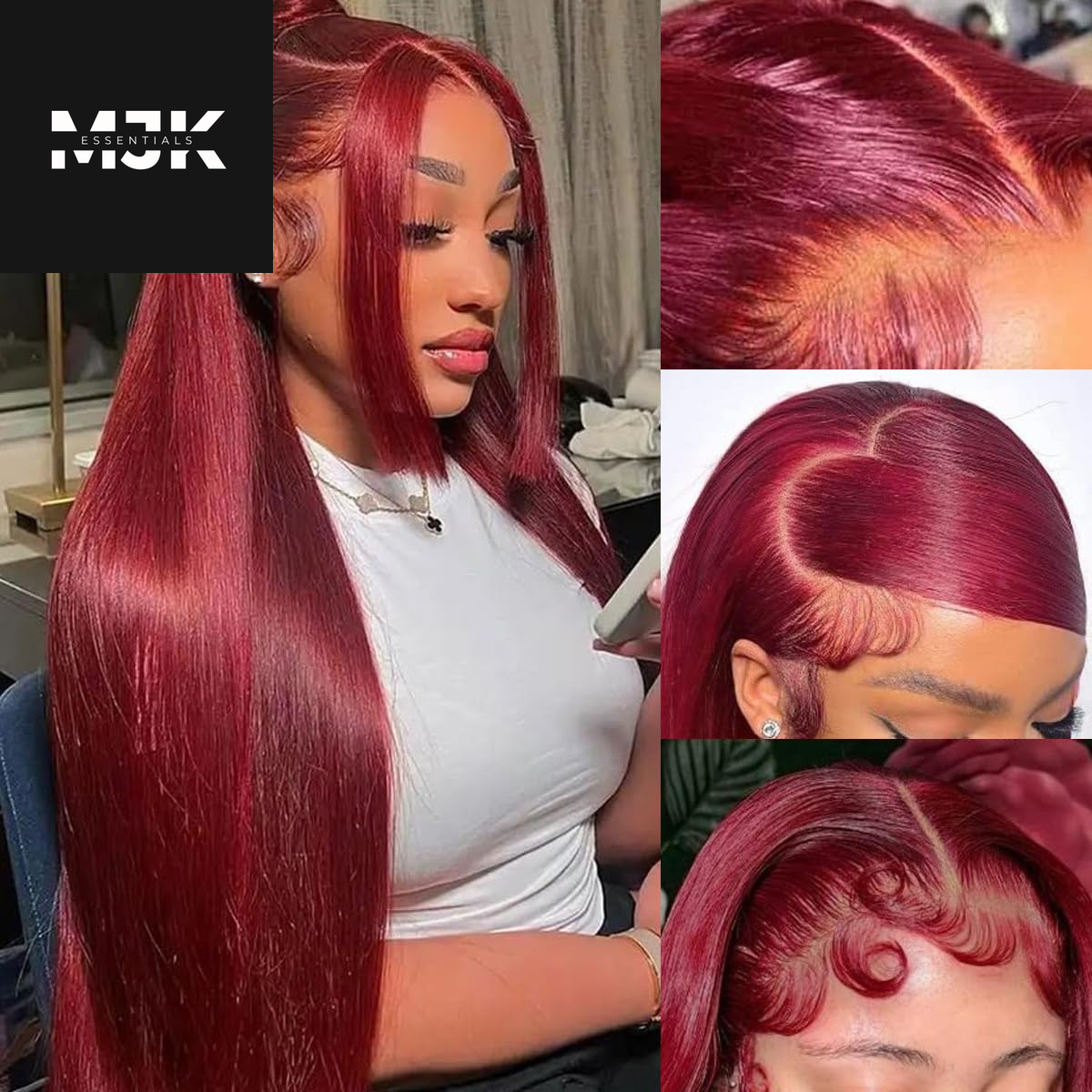 200 Density Burgundy Straight Lace Front Wigs Human Hair 99J 13X6 HD Lace Frontal Red Wigs Pre Plucked with Baby Hair Brazilian Virgin Human Hair Glueless Wigs for Women Natural Hairline 24 Inch