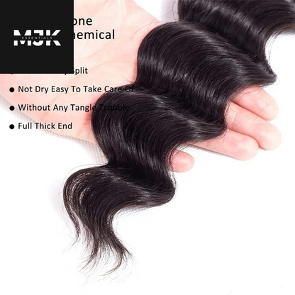 Loose Deep Wave Bundles Human Hair 4 Bundles 20 22 24 26 Inch 100% Unprocessed Brazilian Virgin Human Hair Bundles, Loose Deep Wave 4 Bundles, Can Be Dyed and Bleached Natural Black