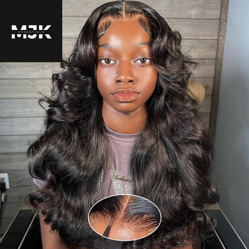 Closure Wigs Human Hair Body Wave 5X5 HD Lace Closure Wigs Human Hair Pre Plucked with Baby Hair 180% Density Brazilian Virgin Human Hair Wigs for Black Women Natural Color (Body Wave Wig, 24 Inch)