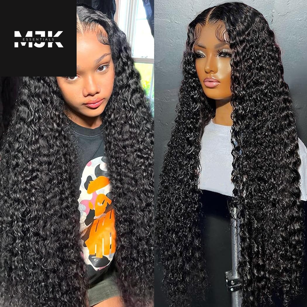 5X5 HD Lace Closure Glueless Wigs Human Hair Pre Plucked Brazilian Virgin Deep Wave Lace Front Wigs Human Hair 180% Density Closure Wig with Elastic Band Natural Hairline