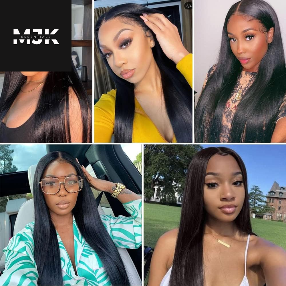 Human Hair Bundles Straight 3 Bundles Human Hair 24 26 28 Inch 100% Unprocessed 12A Brazilian Virgin Hair Bundles Weave Straight Human Hair Extensions