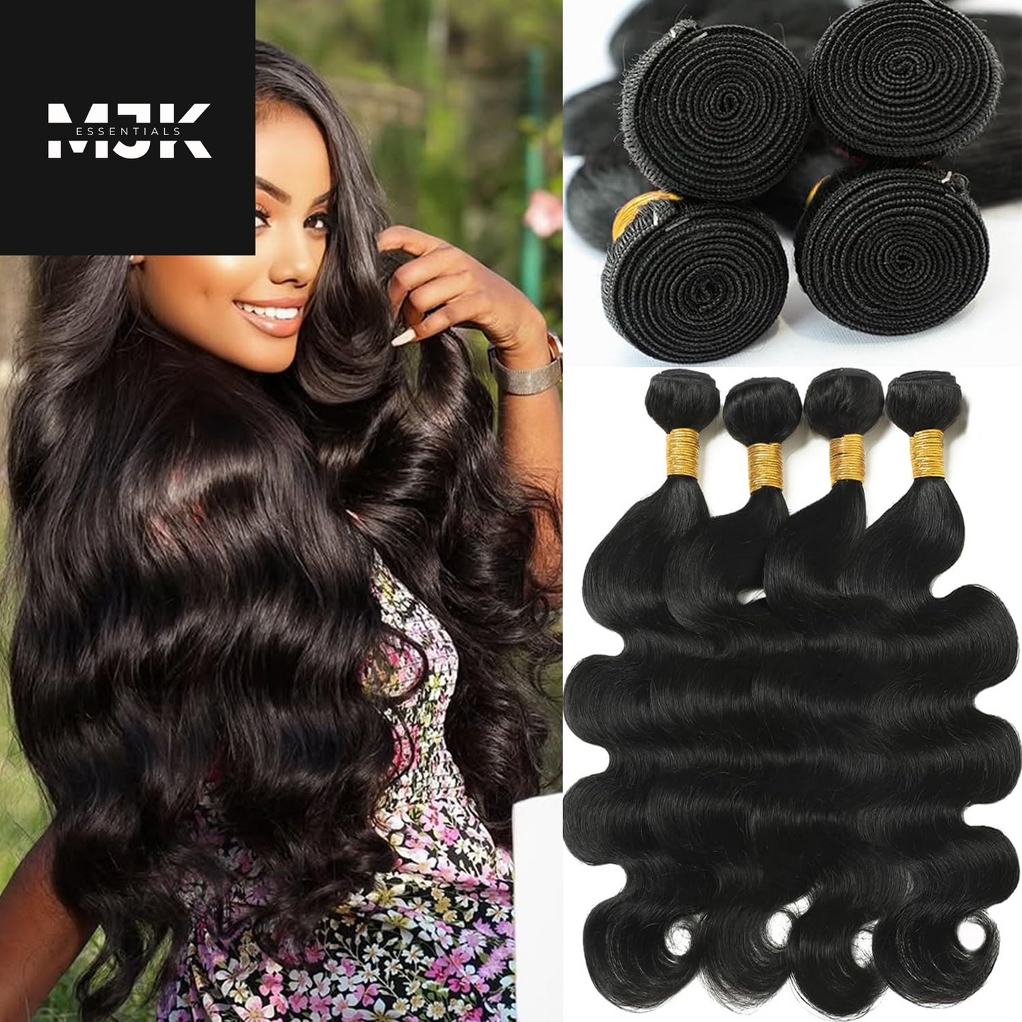 Body Wave Bundles Human Hair 18 20 22 24 Inch Human Hair Bundles 100% Unprocessed Brazilian Virgin Hair 4 Bundles Human Hair Quick Weave Deals Human Hair Extensions for Women Natural Color