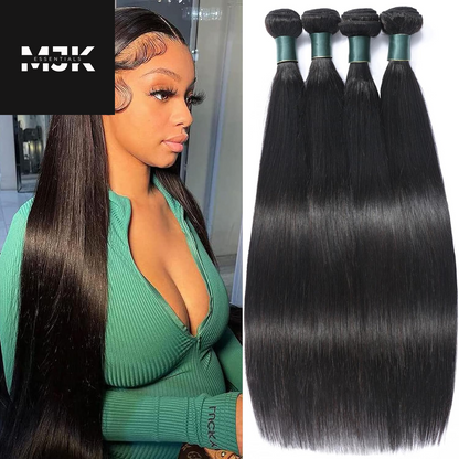 Brazilian Bundles Human Hair 16 18 20 Inch, 12A Grade, 100% Unprocessed Straight Virgin Human Hair Extensions, Natural Black Color (16-20)