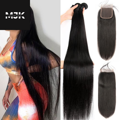 12A Straight Bundles Human Hair (22 24 26 28 Inches, Straight 4 Bundles) 100% Unprocessed Brazilian Virgin Straight Human Hair Bundles Natural Color Raw Hair