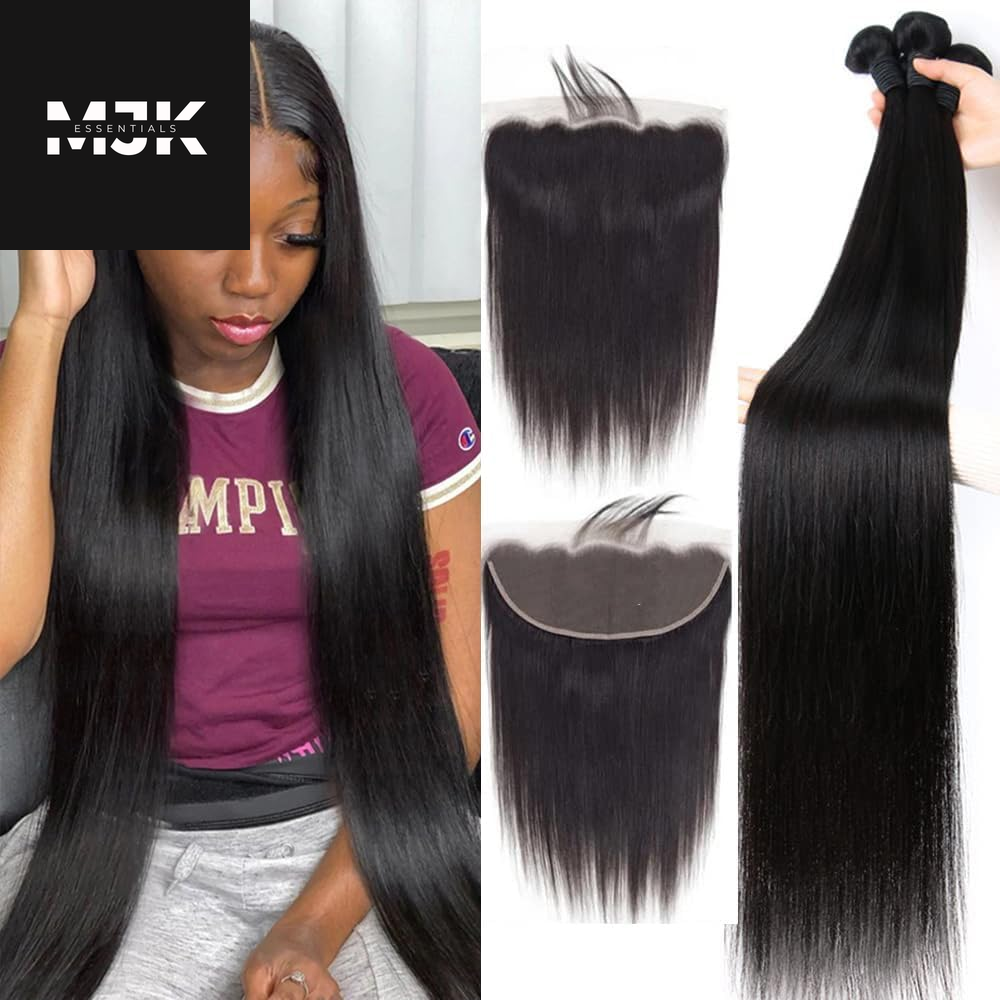 Human Hair Bundles Straight 3 Bundles Human Hair 24 26 28 Inch 100% Unprocessed 12A Brazilian Virgin Hair Bundles Weave Straight Human Hair Extensions