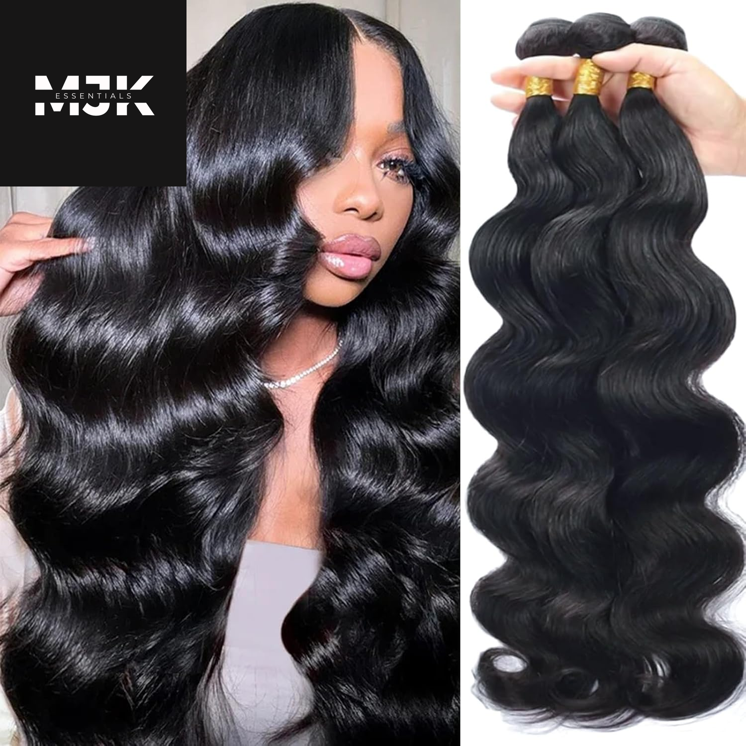 Body Wave Bundles Human Hair 16 18 20 Inch 100% Unprocessed 12A Brazilian Virgin Human Hair Extensions Quick Weave Bundles Hair Natural Black