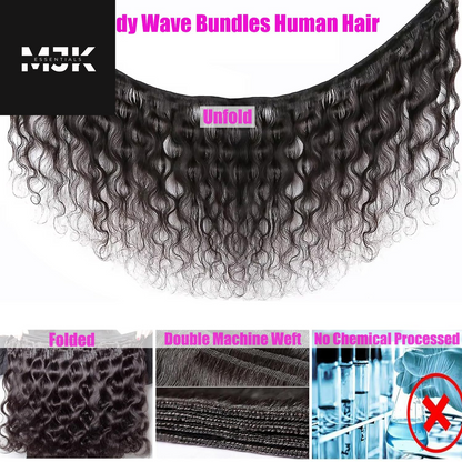 Body Wave Bundles Human Hair 18 20 22 24 Inch Human Hair Bundles 100% Unprocessed Brazilian Virgin Hair 4 Bundles Human Hair Quick Weave Deals Human Hair Extensions for Women Natural Color