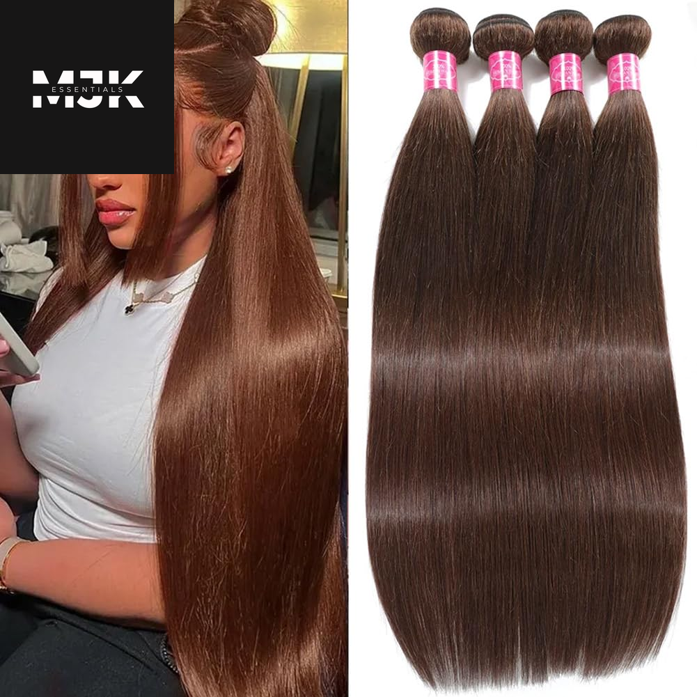 12A Straight Bundles Human Hair (22 24 26 28 Inches, Straight 4 Bundles) 100% Unprocessed Brazilian Virgin Straight Human Hair Bundles Natural Color Raw Hair