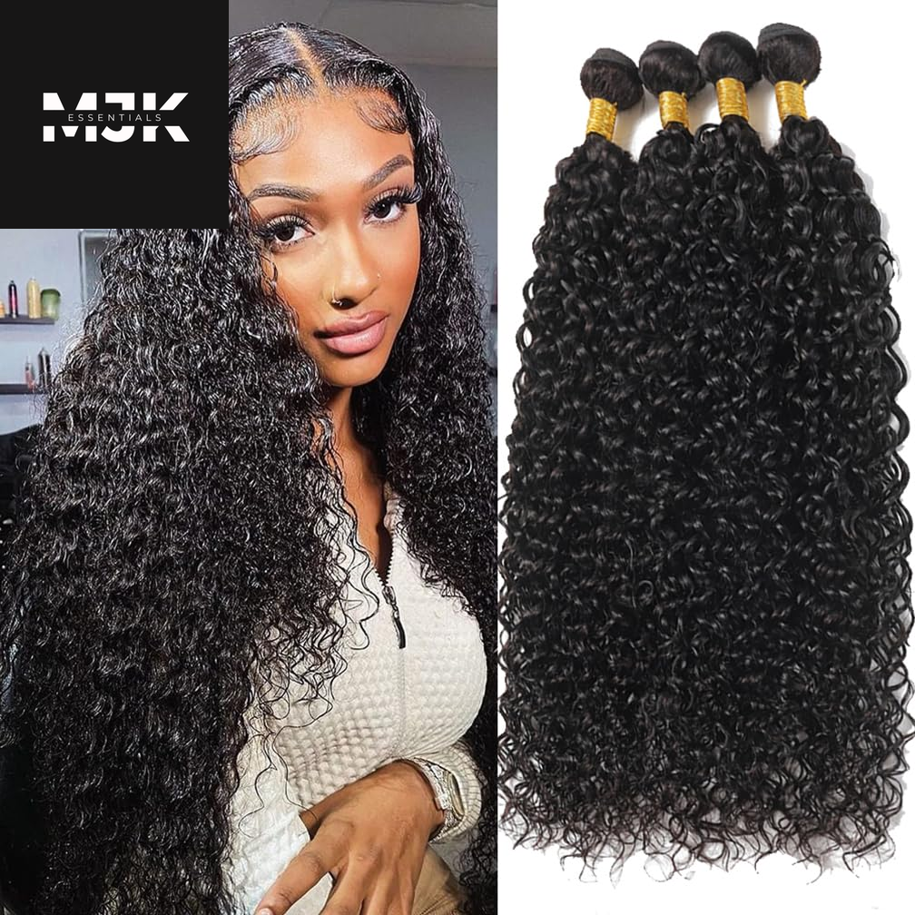 Loose Deep Wave Bundles Human Hair 4 Bundles 20 22 24 26 Inch 100% Unprocessed Brazilian Virgin Human Hair Bundles, Loose Deep Wave 4 Bundles, Can Be Dyed and Bleached Natural Black