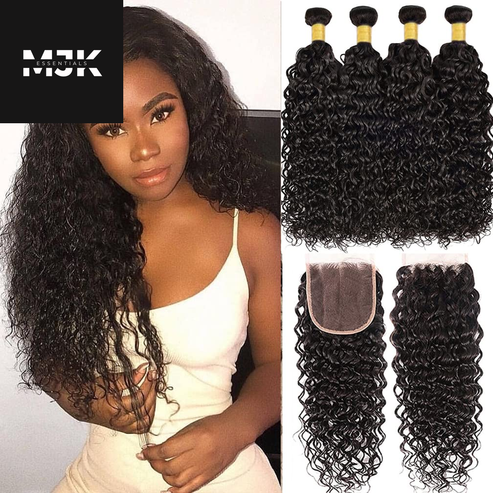 Loose Deep Wave Bundles Human Hair 4 Bundles 20 22 24 26 Inch 100% Unprocessed Brazilian Virgin Human Hair Bundles, Loose Deep Wave 4 Bundles, Can Be Dyed and Bleached Natural Black