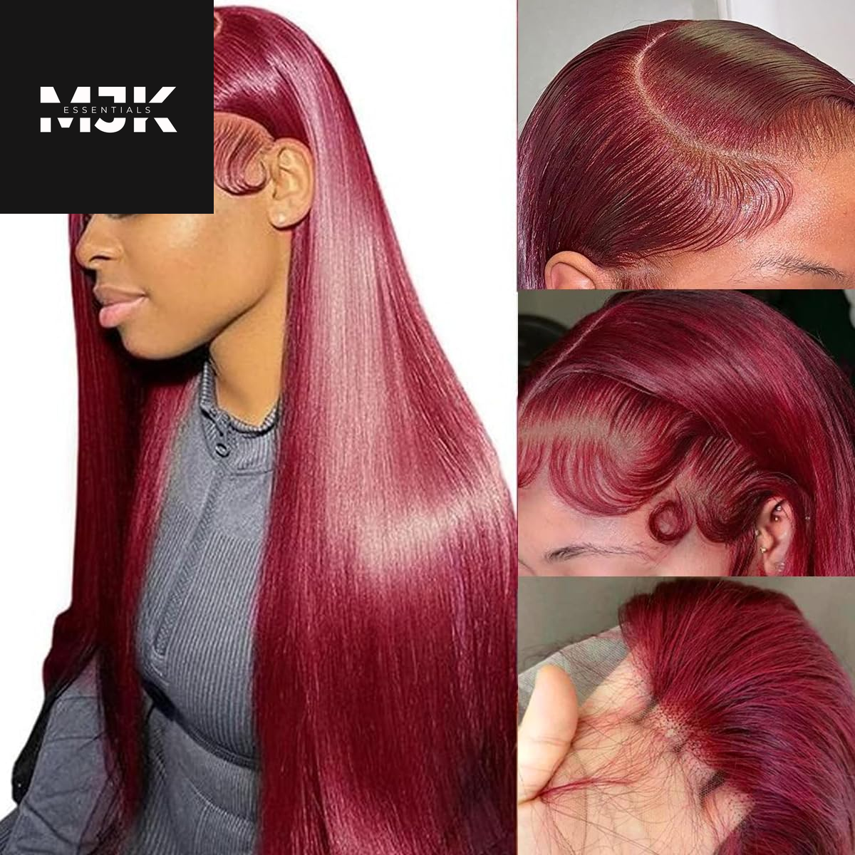 200 Density Burgundy Straight Lace Front Wigs Human Hair 99J 13X6 HD Lace Frontal Red Wigs Pre Plucked with Baby Hair Brazilian Virgin Human Hair Glueless Wigs for Women Natural Hairline 24 Inch