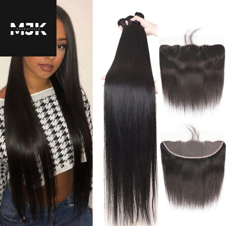 Human Hair Bundles Straight 3 Bundles Human Hair 24 26 28 Inch 100% Unprocessed 12A Brazilian Virgin Hair Bundles Weave Straight Human Hair Extensions